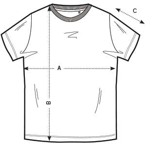 T-shirt pasvorm voorkant T-shirt pasvorm voorkant